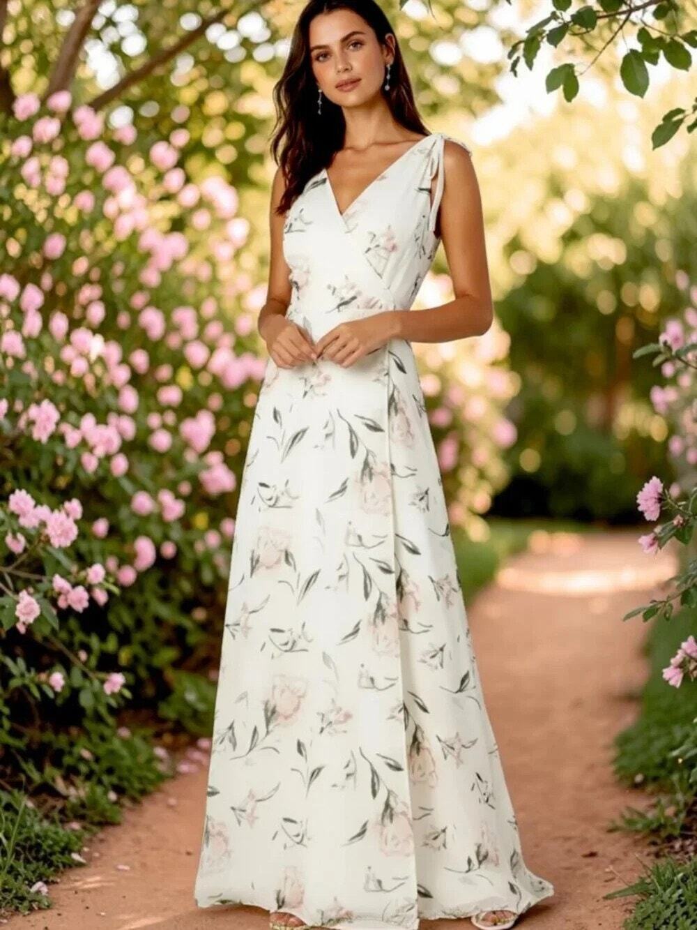 Lulus Romantic Possibilities Floral Maxi Dress S Sorority Recruitment NWT